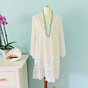 Calypso St Barth White Sheer Embroidered Cover Up